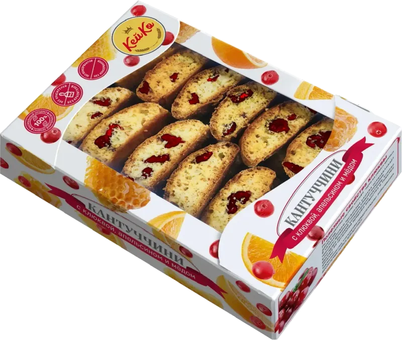 Кантуччини с клюквой, апельсином и медом