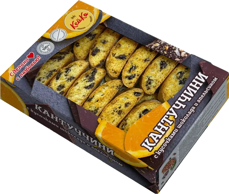 Кантуччини с кусочками шоколада и апельсином